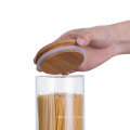 Borosilicate Glass Storage Jar with Bamboo Lid /Wooden Lid/ Silicone Lids for Honey Nut Oil Cookie Biscuits Candy Coffee Food Packaging